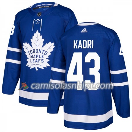 Camisola Toronto Maple Leafs Nazem Kadri 43 Adidas 2017-2018 Azul Authentic - Homem
